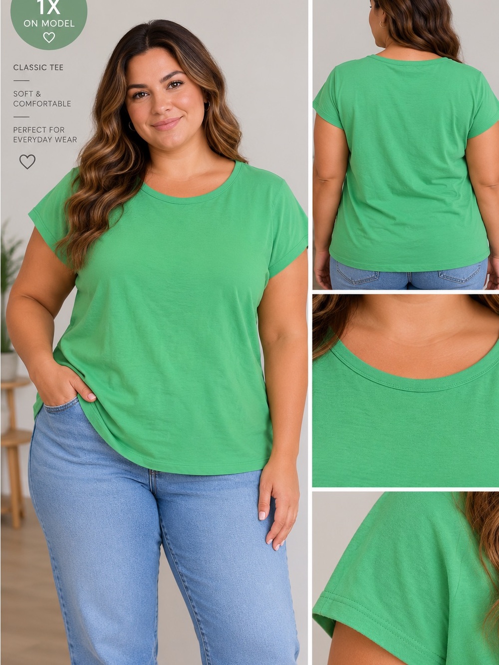 a new day Green Scoop Neck Short Sleeve Tee